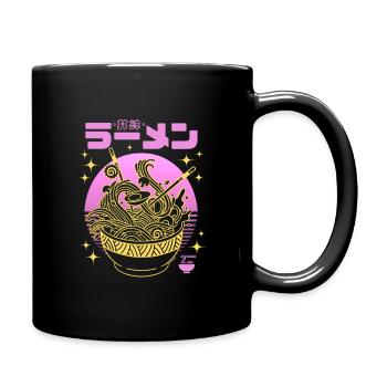 Neon Pink Sunset - Gold Ramen Bowl - Full Colour Mug - black - Right