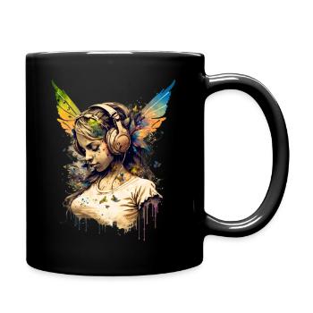 Fée qui porte un casque de DJ - Mug uni - noir - Droite