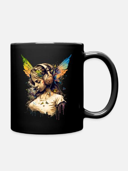 Fée qui porte un casque de DJ - Mug uni - noir