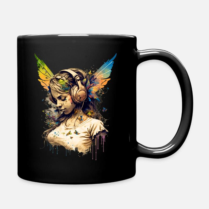 Fée qui porte un casque de DJ - Mug uni - noir
