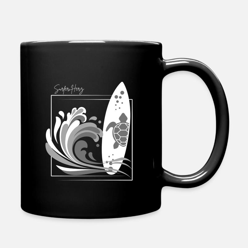 Surfer Herz - Tasse einfarbig - Schwarz
