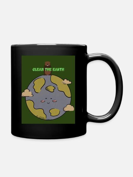 Clean the earth - Tasse einfarbig - Schwarz