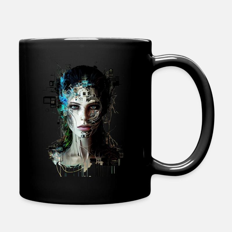 AI Art | Cyborg Woman - Tasse einfarbig - Schwarz