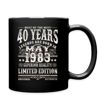 Born in May 1983 - 40 years old - Full Colour Mug - black - Right