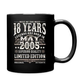 Born in May 2005 - 18 years old - Full Colour Mug - black - Right