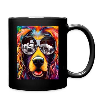 Chien avec des lunettes de soleil - Mug uni - noir - Droite