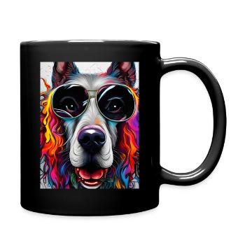 Chien avec des lunettes de soleil - Mug uni - noir - Droite