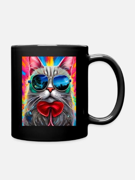 Chat avec des lunettes de soleil - Mug uni - noir