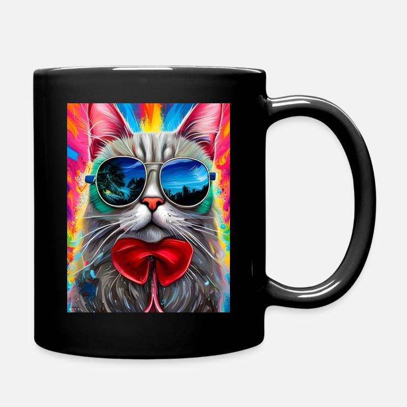 Cat with sunglasses - Full Colour Mug - black
