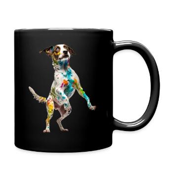 Funny dog having fun with dog lover - Full Colour Mug - black - Right