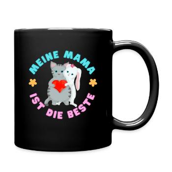 Meine Mama ist die Beste - Tasse einfarbig - Schwarz - Rechts