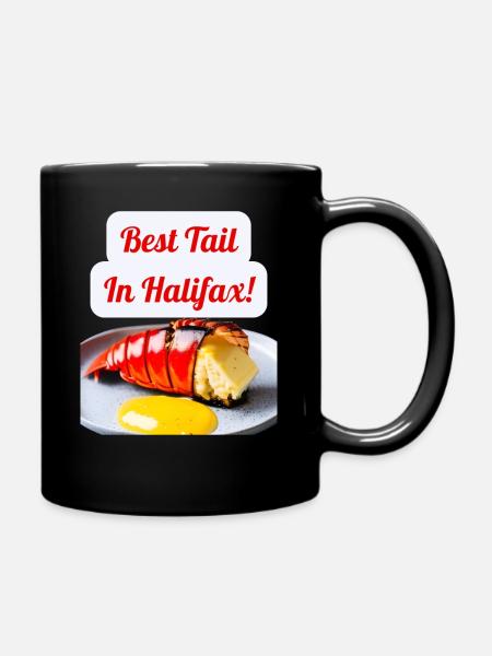 Funny Lobster design "Best Tail in Halifax!" - Full Colour Mug - black
