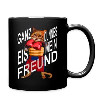 Boxer Katze neu, ganz dünnes Eis mein Freund - Tasse einfarbig - Schwarz - Rechts
