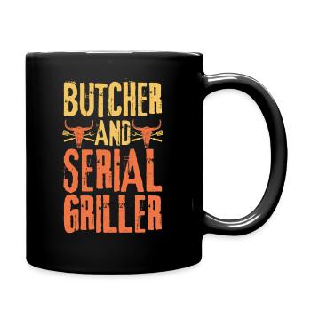 Metzger und Seriengriller - Tasse einfarbig - Schwarz - Rechts
