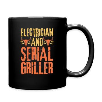 Électricien et gril en série - Mug uni - noir - Droite