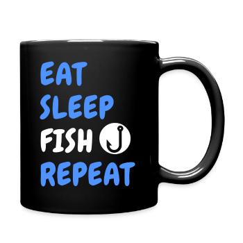 Manger, dormir, pêcher, répéter - Mug uni - noir - Droite