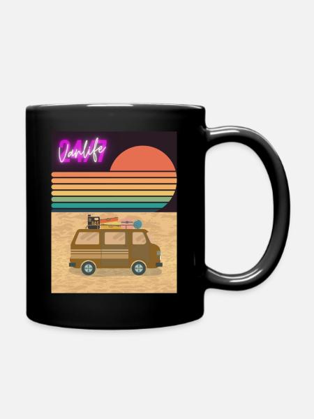 Van at the Beach - Tasse einfarbig - Schwarz