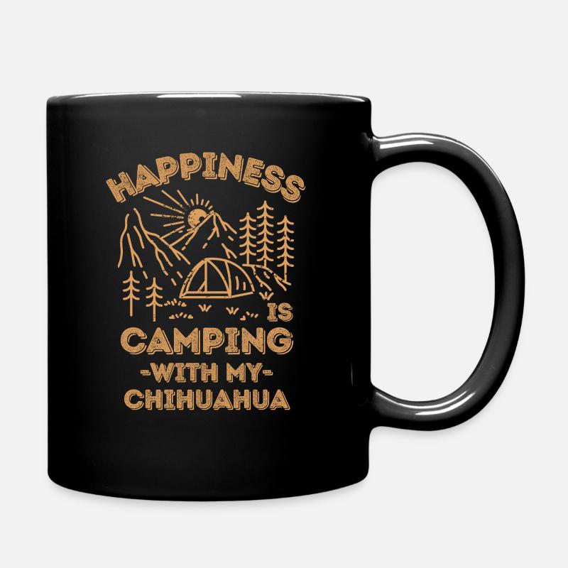 Camping mit Chihuahua - Tasse einfarbig - Schwarz