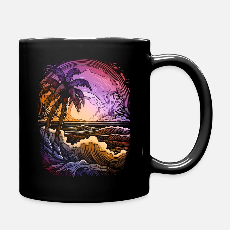 Coucher de soleil Palmiers de mer Vacances d’été - Mug uni - noir