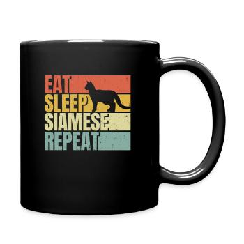 Essen schlafen Siamkatze wiederholen - Tasse einfarbig - Schwarz - Rechts