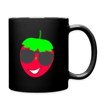 erdbeere mit sonnenbrille - Tasse einfarbig - Schwarz - Rechts