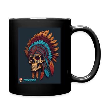 Schädel der amerikanischen Ureinwohner - Tasse einfarbig - Schwarz - Rechts