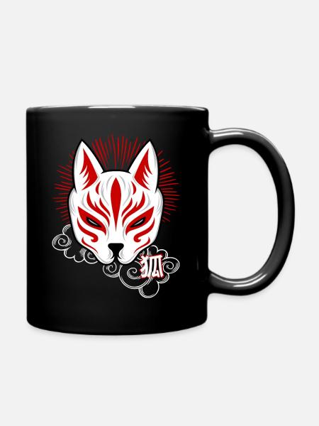 Kitsune Geist-Japanischer Fuchs Maske Design - Tasse einfarbig - Schwarz