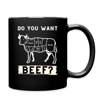 Do you want beef ? Funny meatlover gift design - Full Colour Mug - black - Right