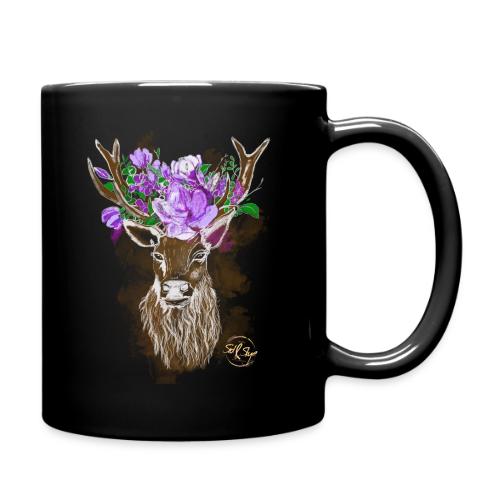 Wunderschöner Hirsch mit Blumenkrone im Geweih - Tasse einfarbig