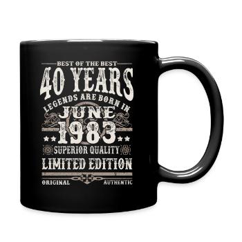 Né en juin 1983 - 40 ans - Mug uni - noir - Droite