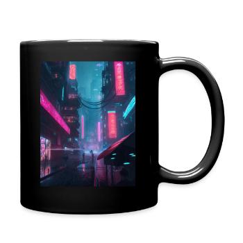 Nocturnal Mirage: Captivating Anime Illustration - Full Colour Mug - black - Right