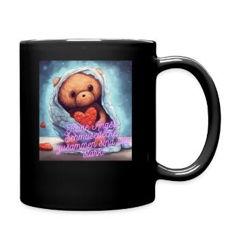 Keine Angst Schmusedecke zusammen sind wir stark - Tasse einfarbig - Schwarz - Rechts
