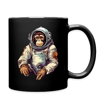 Weltraum Affe Retro Zeichnung - Tasse einfarbig - Schwarz - Rechts