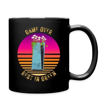 CONSOLE BROKEN! GAME OVER REST IN GREEN - Full Colour Mug - black - Right