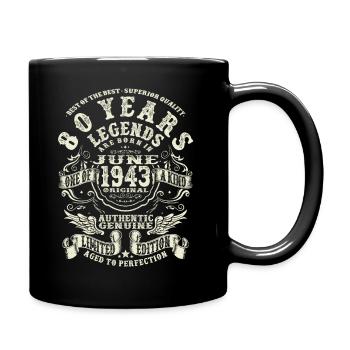 Legenden werden im Juni 1943 geboren - 80 Jahre - Tasse einfarbig - Schwarz - Rechts