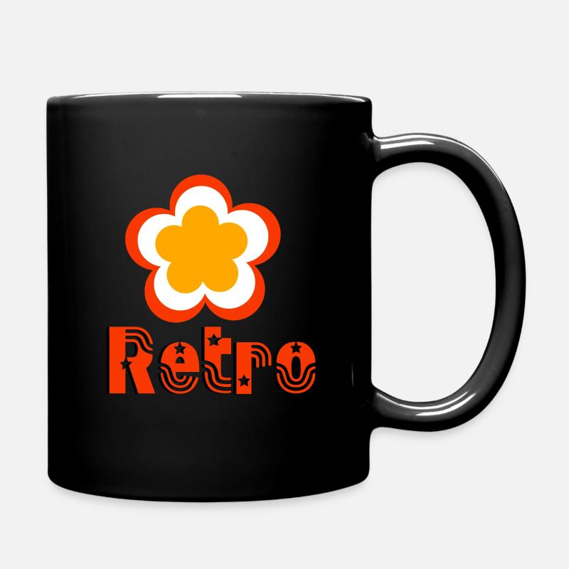 Retro - Blume - Tasse einfarbig - Schwarz
