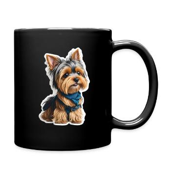 Entzückendes Bündel der Freude: Ein süßer Yorkshir - Tasse einfarbig - Schwarz - Rechts