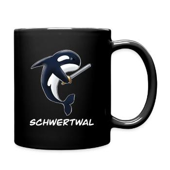 Schwertwal Orka mit Schwert in der Flosse - Tasse einfarbig - Schwarz - Rechts