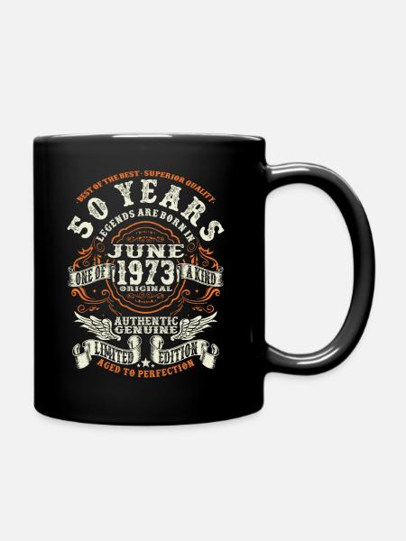50 ans - né en juin 1973 - Mug uni - noir