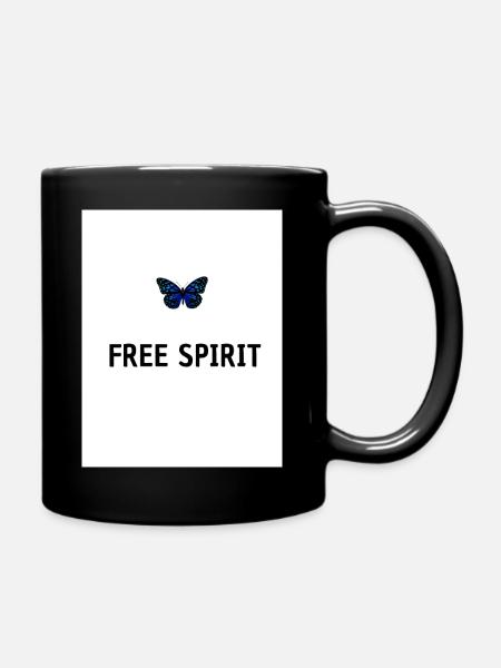 Blaues modernes Schmetterlings-Zitat-T-Shirt - Tasse einfarbig - Schwarz