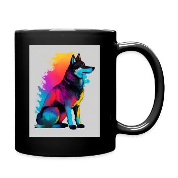 Un chien loup silhoutte coloré. Beau chien loup - Mug uni - noir - Droite