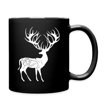 Silhouette of Stag Tribal - Full Colour Mug - black - Right