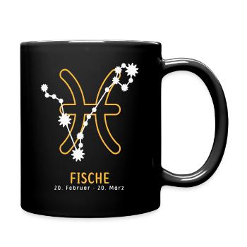 Sternzeichen Illustration Fische - Tasse einfarbig - Schwarz - Rechts