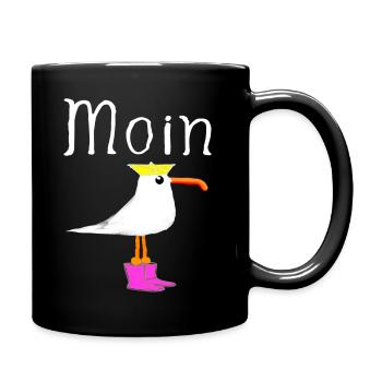 Moin Küstenkind Möwe Girl Mädchen Frau Geschenke 2 - Tasse einfarbig - Schwarz - Rechts