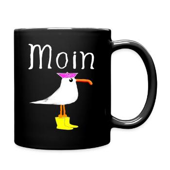 Moin Küstenkind Möwe Girl Mädchen Frau Geschenke - Tasse einfarbig - Schwarz - Rechts