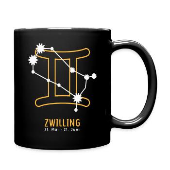 Sternzeichen Illustration Zwilling - Tasse einfarbig - Schwarz - Rechts