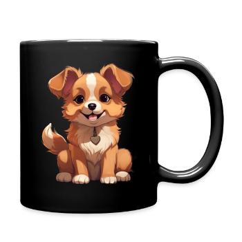 Chibi-Hund - Tasse einfarbig - Schwarz - Rechts