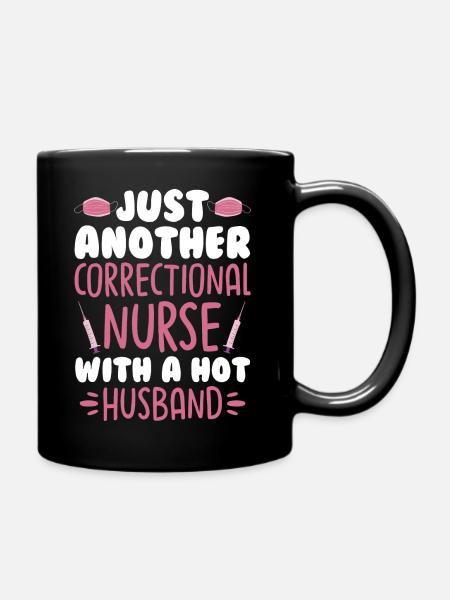 Funny Nursing Lover - Correctional Nurse Husband - Ensfarvet krus - sort