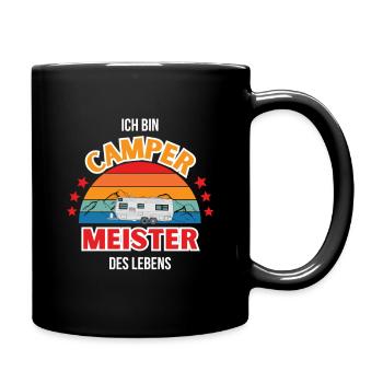 Lustiges Camping Shirt Camper Meister des Lebens - Tasse einfarbig - Schwarz - Rechts