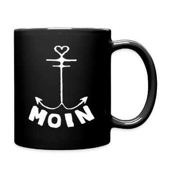 Moin Norddeutschland Super Geschenkidee Begrüßung - Tasse einfarbig - Schwarz - Rechts